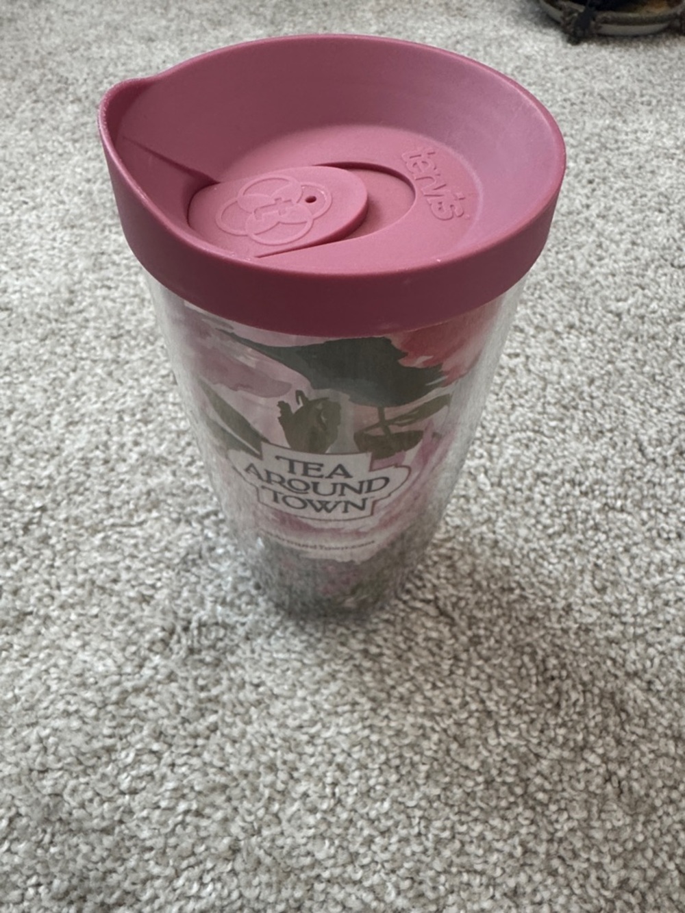 tervis Pink Floral Travel Tumbler with Spill-Resistant Lid